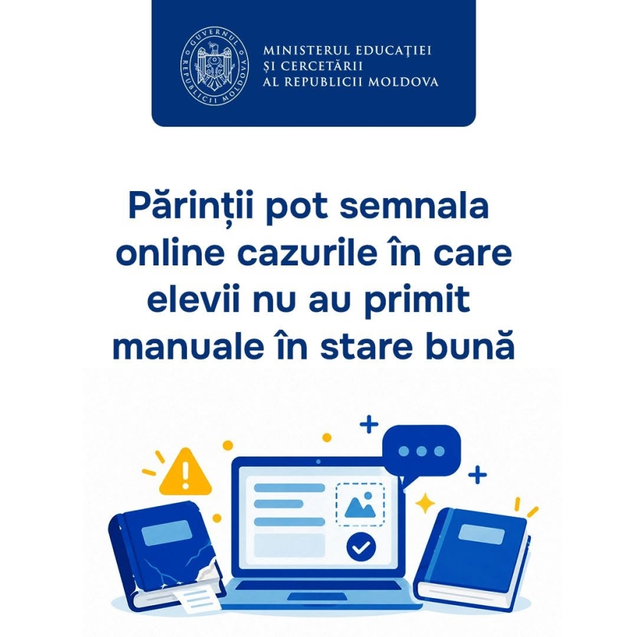 Părinții pot sesiza online cazurile în care elevii primesc manuale deteriorate