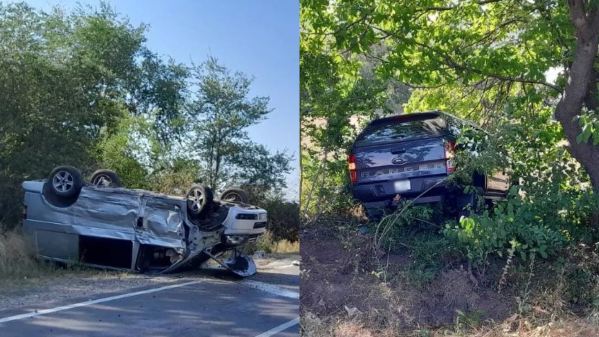 VIDEO // Accident lângă Chetrosu: două mașini s-au ciocnit, una s-a răsturnat