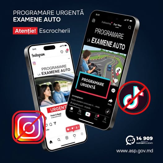 Atenție la escrocherii! Pe TikTok și Instagram sunt solicitate plăți pentru „programări urgente” la examenul auto