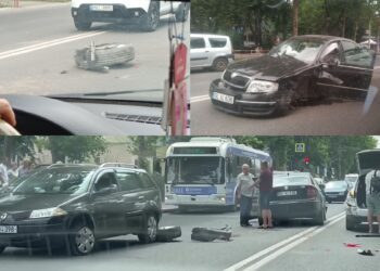 FOTO/VIDEO | Accident grav în apropiere de Spitalul Clinic Bălți. Au intervenit mai mulți polițiști