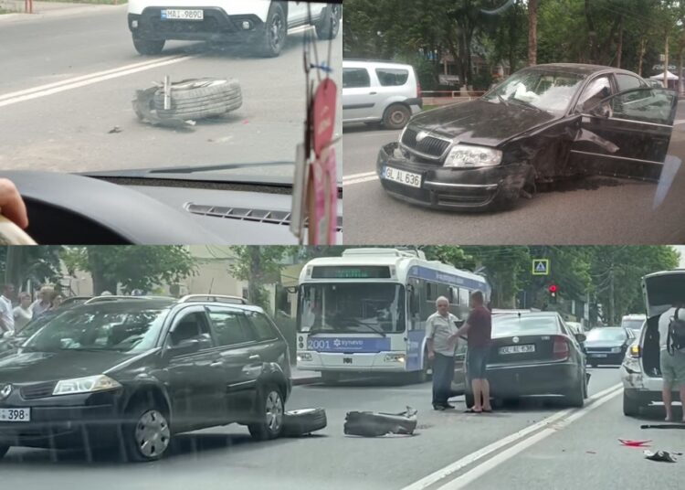 FOTO/VIDEO | Accident grav în apropiere de Spitalul Clinic Bălți. Au intervenit mai mulți polițiști