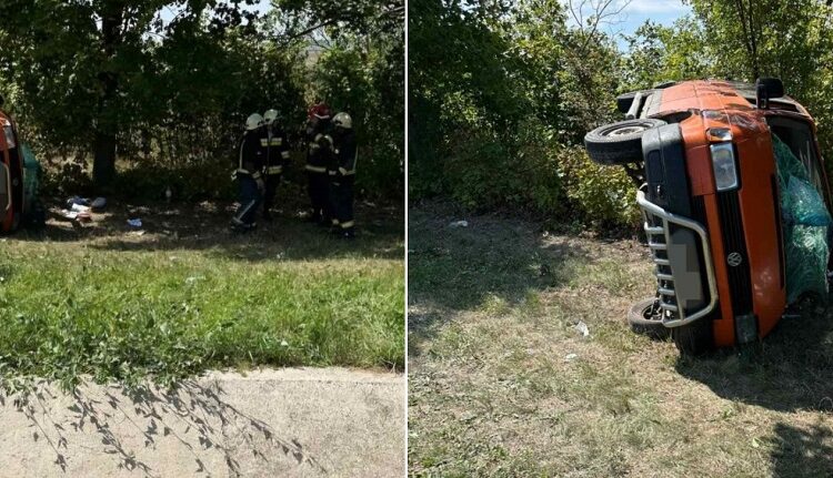 FOTO | Un microbuz s-a răstunat în nordul țării. Sunt victime
