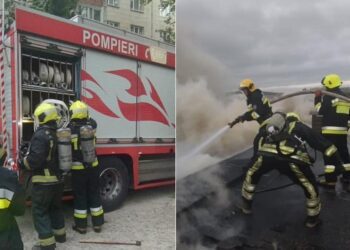 FOTO | Un bloc de locuit din capitală, în flăcări. Locuitorii au fost evacuați