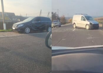 FOTO / VIDEO | Accident la Pelinia. Două mașini s-au izbit violent
