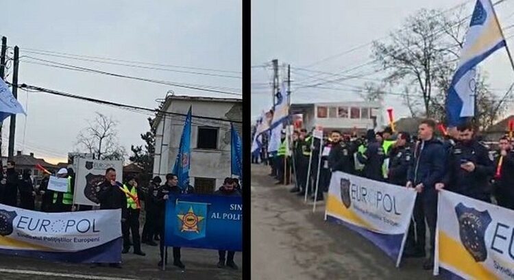 VIDEO // Peste o sută de polițiști de frontieră români au protestat la vama Sculeni