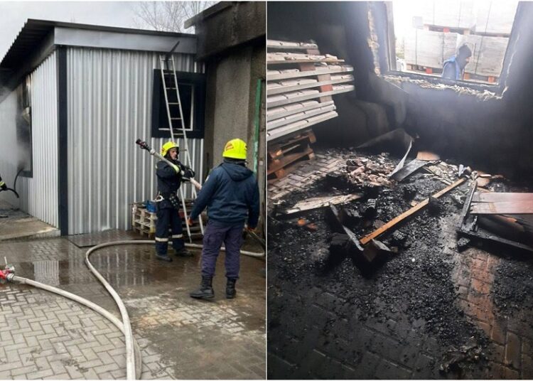 FOTO // Incendiu la Bălți. Un depozit de păstrare a pavajului a luat foc