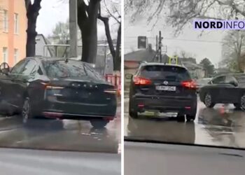 FOTO/VIDEO // Accident pe ploaie la Bălți. Un șofer a pierdut controlul volanului