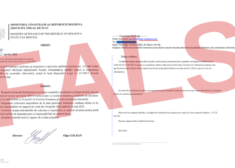 FOTO // SFS: Cetățenii primesc mesaje false în poșta electronică despre termenul prezentării declarației cu privire la impozitul pe venit