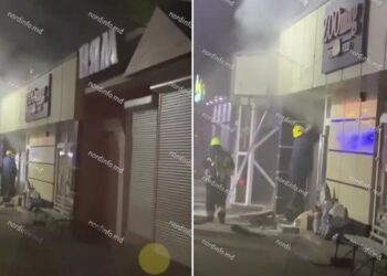 VIDEO // Incendiu la Bălți. Un magazin de produse pentru animale a luat foc