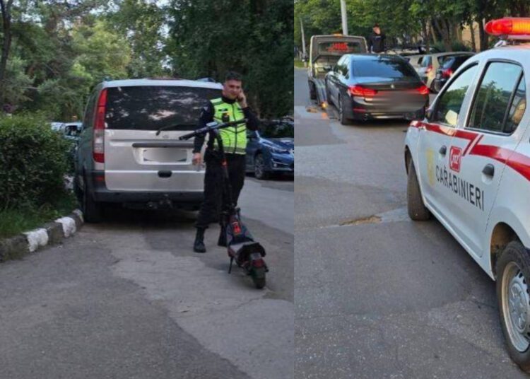 Pericol pe străzile din Bălți. Un șofer de BMW și un bărbat pe trotinetă, trași pe dreapta de carabineri