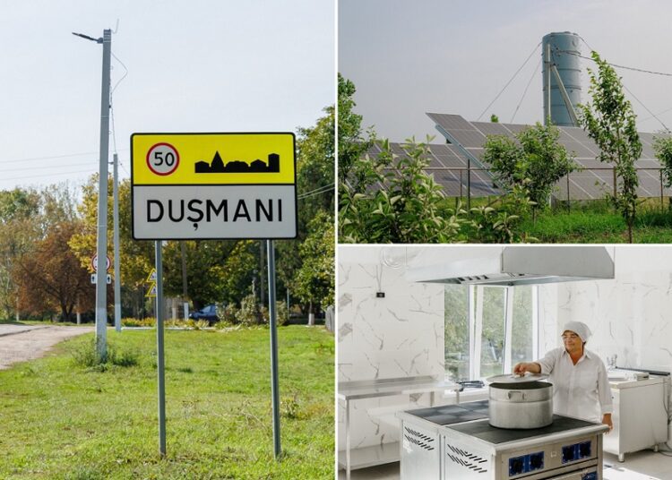 FOTO // „Satul European” transformă la fața satul Dușmani: centrală fotovoltaică modernă și cantină renovată pentru elevi