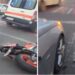 FOTO // O motocicletă și o mașină s-au ciocnit pe o stradă din Bălți