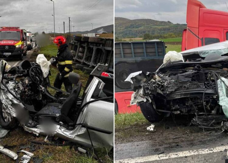 Doi tineri de 25 de ani au decedat pe o șosea din județul Cluj, după ce s-au izbit cu mașina de un camion