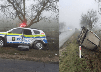 FOTO // Accident rutier cu implicarea unei mașini de poliție la Ceadîr-Lunga