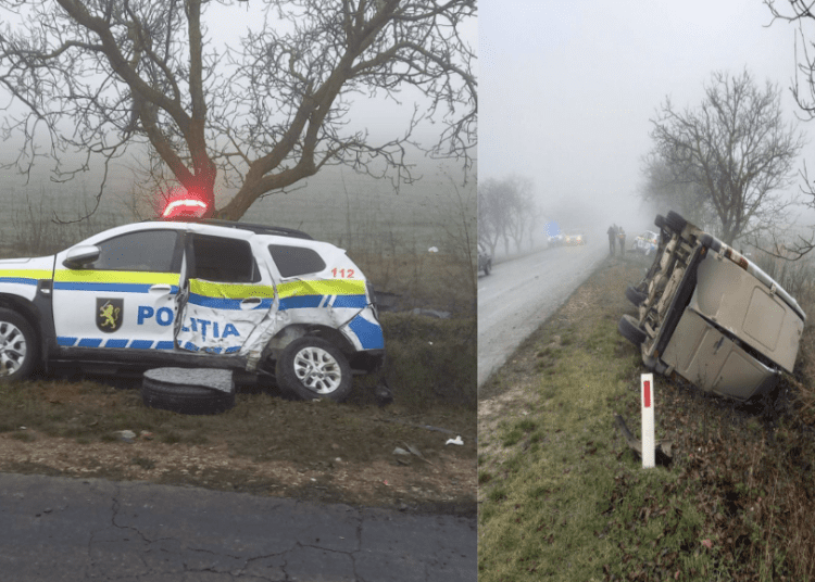 FOTO // Accident rutier cu implicarea unei mașini de poliție la Ceadîr-Lunga