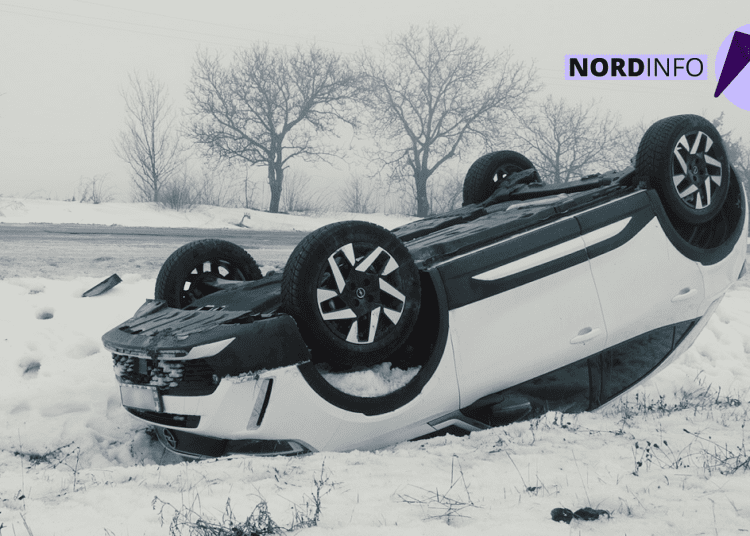 VIDEO // Mașină inversată la Florești. Șoferița ar fi pierdut controlul volanului din cauza ghețușului