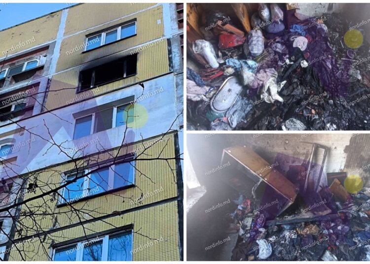 FOTO // Incendiu la Bălți. Un apartament de pe strada Bulgară a luat foc