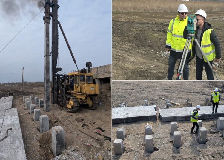 FOTO // O nouă etapă în construcția podul peste Răuțel: au început lucrările de batere a piloților