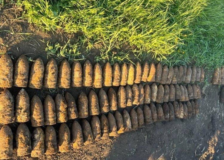 FOTO // Un bărbat a găsit obuze pe un câmp la Dănceni. Au intervenit geniștii