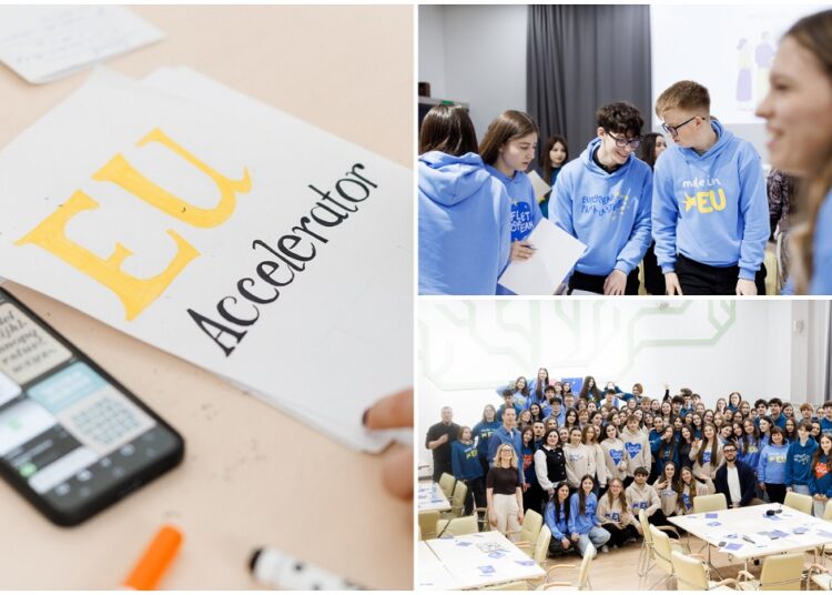 ФОТО // EU Accelerator 3.0 запустили в Кишиневе: 90 юношей и девушек становятся голосом нового поколения о Евросоюзе
