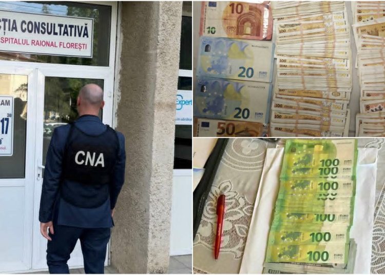 FOTO // Percheziții la Spitalul Raional Florești. Mai mulți angajați ai instituției medicale, suspectați de corupere pasivă și trafic de influență