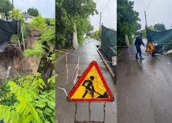 FOTO // O porțiune de drum s-a surpat la Ialoveni. Autoritățile au depistat mai multe nereguli