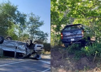VIDEO // Accident lângă Chetrosu: două mașini s-au ciocnit, una s-a răsturnat