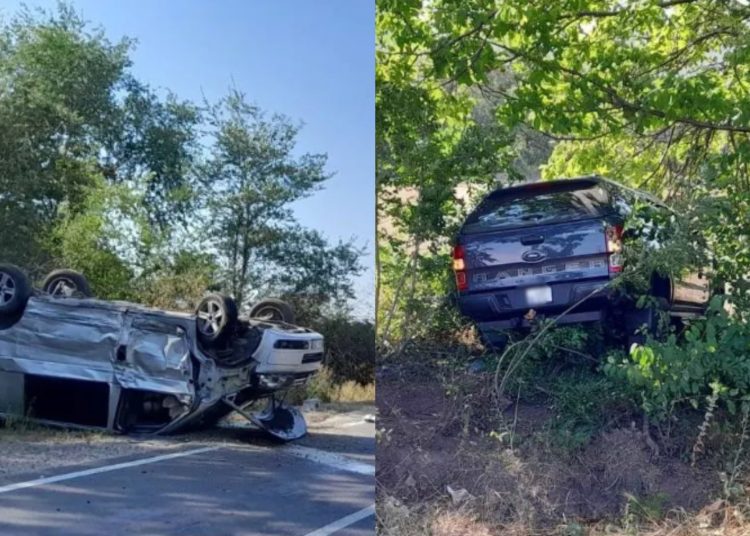 VIDEO // Accident lângă Chetrosu: două mașini s-au ciocnit, una s-a răsturnat